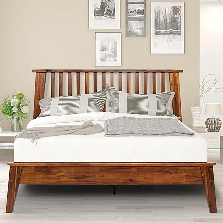 Acacia Kaylin Queen Bed Frame Solid Wood Platform Non-Slip Design Acacia Kaylin Queen Bed Frame Solid Wood Platform Non-Slip Design