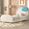 Twin Size Bed Frame with Trundle and Guardrails for Kids and Teens 3