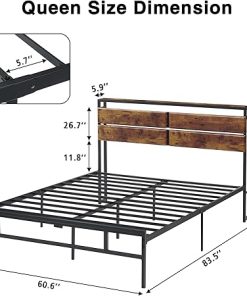 Alkmaar Queen Size Metal Bed Frame with Storage and Vintage Headboard 2