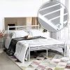 Classic Upholstered Queen Bed with Diamond Stitched Headboard in Grey 4
