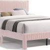 Queen Upholstered Platform Bed Frame with Tall Headboard Beige 3