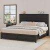 Full Bed Frame with Bookcase Headboard and LED Lights No Box Spring 4