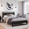 SHA CERLIN Twin Bed Frame with Wooden Headboard and Metal Slats