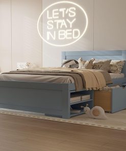 Harper Bright Designs Full Storage Bed Frame with Drawers in Gray