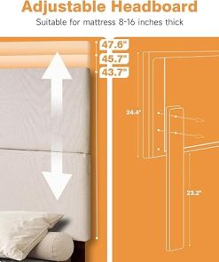 King Bed Frame with Storage Drawers and Adjustable Headboard 2