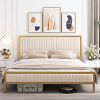 YITAHOME King Size LED Bed Frame with Storage and Charging Station Gray 4