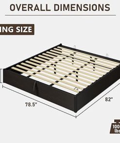 King Size Lift Up Storage Bed Frame with Wooden Slats and Easy Assembly 2