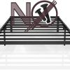 VECELO Full Bed Frame Upholstered Headboard Heavy-Duty Platform Pink 4