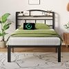 ZIYOO Queen Bed Frame 18 Inches Tall with Strong Wood Slats Support 3