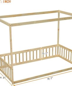 Citylight Twin Size Wood Canopy Bed with Guardrails for Kids 2