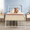 GAOMON King Size Upholstered Bed Frame with Storage Drawers Beige 4