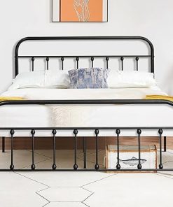 Victorian Style Full Size Metal Bed Frame with Headboard and Storage 2