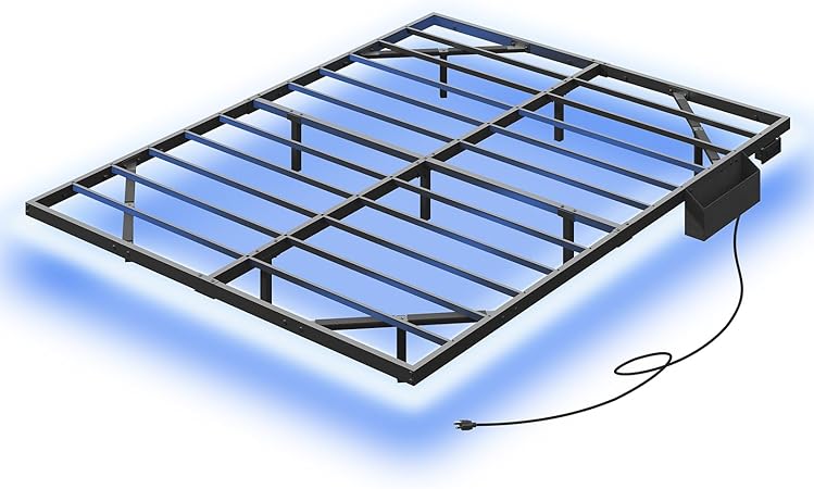 Queen Size Metal Floating Bed Frame with Power Strip and Storage Box 2 Queen Size Metal Floating Bed Frame with Power Strip and Storage Box - Image 2