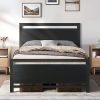 Full Size Loft Bed with Desk and Wardrobe for Kids and Teens Black 3