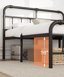 King Bed Frame with Headboard and Footboard 18 Inch High Metal Platform 2