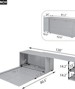 Queen Size Murphy Bed with Desk and Cabinet for Space Saving 2