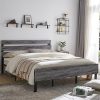 Beige Velvet Wingback Bed Frame with Tufted Headboard, King Size 4