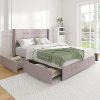 Queen Size Platform Bed with Headboard Retro Wooden Frame Dark Walnut 3 Queen Size Platform Bed with Headboard Retro Wooden Frame Dark Walnut 3