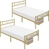 Metal Floor Bunk Bed Twin Over Full Heavy Duty Frame Easy Assembly 4