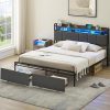 Bed Frame with Bookcase Headboard and Charging Station 66 Characters 4