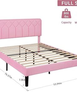 VECELO Full Size Velvet Bed Frame with Adjustable Headboard Easy Assembly 2