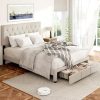 Full Size Upholstered Bed Frame with Tufted Headboard in Grey 3