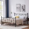 King Size Upholstered Platform Bed Frame Adjustable Linen Headboard 4