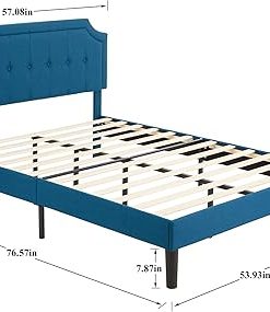 VECELO Premium Upholstered Full Bed with Metal Frame and Slat Support 2