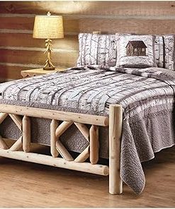 Castlecreek Diamond Cedar Log King Bed Frame with Headboard 2
