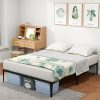 VECELO Full Size Platform Bed Frame with Wood Headboard Grey Slate 3