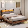 Merax Twin Wood Platform Bed with Trundle and Slat Support Grey 4