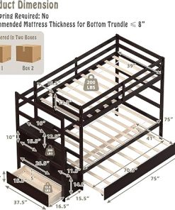 Giantex Twin Over Twin Bunk Bed with Trundle and Storage Stairs 2
