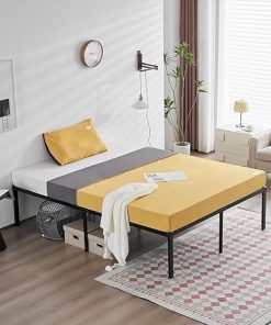 Bonnlo 18 Inch Metal Queen Bed Frame Heavy Duty Steel Slats Black