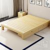 Scandinavian Solid Wood Queen Floor Bed with Storage Drawer 12″ H