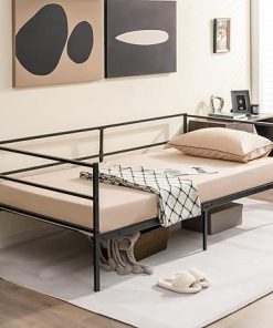 Multifunctional Twin Metal Daybed Frame with Heavy-Duty Steel Slats