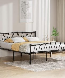 VECELO Queen Size Metal Bed Frame with Headboard No Box Spring Needed