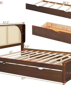 Queen Size Rattan Bed Frame with Drawers and Trundle for Bedroom 2