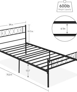 Sturdy Twin Bed Frame with Headboard and Footboard for Storage 2