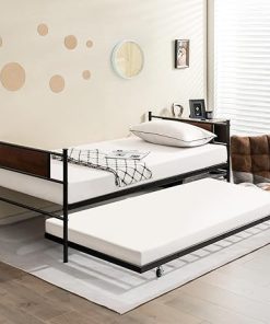 KOMFOTT Twin Metal Daybed with Trundle Sofa Frame for Guest Room