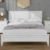 White Full Size Platform Bed with Headboard for Kids and Adults