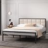 Full Size Upholstered Bed with Storage and Tufted Headboard Beige 3