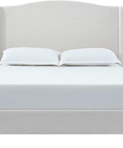 King Bed Frame with Tall 54”Headboard,Upholstered Bed Frame with Solid Wood Legs,Premium Textured Canvas Chenille King Size Platform Bed Frame,Box Spring Not Required (Ivory)