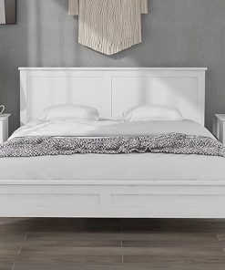 Queen Size Platform Bed Frame with Headboard Solid Wood Easy Assembly