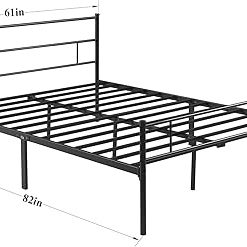 VECELO Queen Size Metal Platform Bed Frame with Headboard and Footboard, 12” Under-Bed Storage & Strong Slats Support, No Box Spring Needed 2