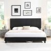 Queen Upholstered Bed Frame with Storage Drawers and USB Charging 4