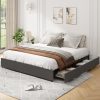Queen Upholstered Platform Bed Frame with 4 Storage Drawers