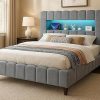 Queen Size Wooden Boho Bed Frame with Headboard and Charging Station 4