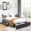 LZ Leisure Zone Twin Size Platform Bed with Drawers and Headboard 3