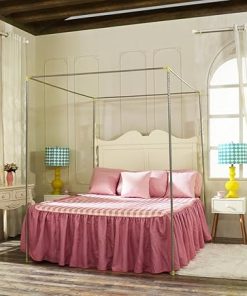 Queen Size Four Corner Stainless Steel Canopy Bed Frame