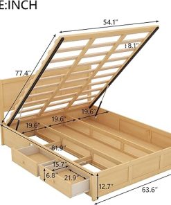 Harper Bright Queen Lift Up Storage Bed Frame with 2 Drawers Natural 2